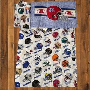 Vintage 90s NFL Twin Sheet Set USA Football Helmets All Teams